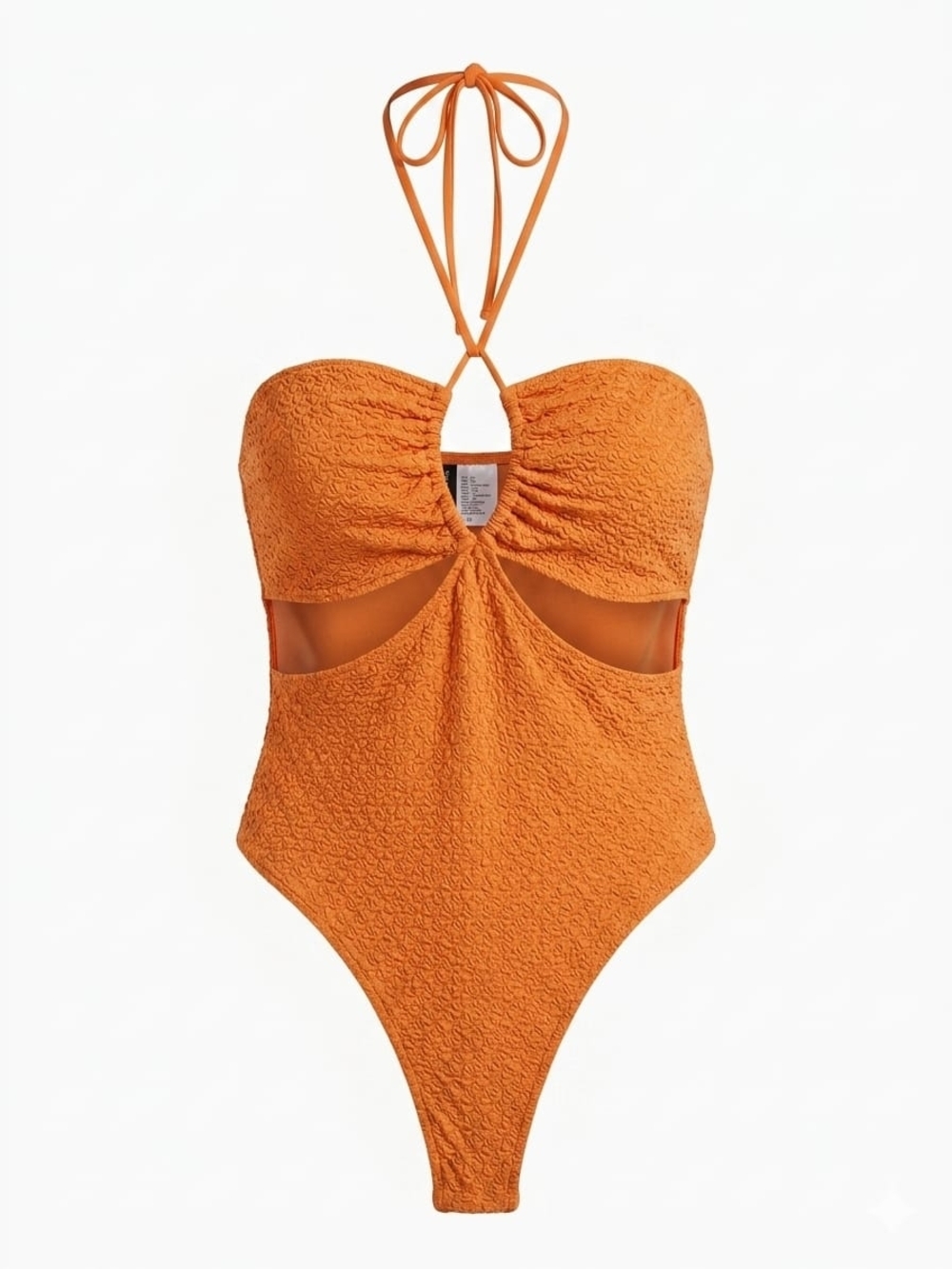 H&M Orange Textured Cutout Halter Bodysuit